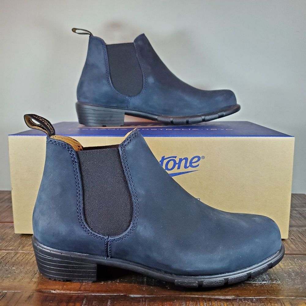 New Blundstone 1975 Chelsea Ankle Boots Womens Sizes Navy Nubuck Blue